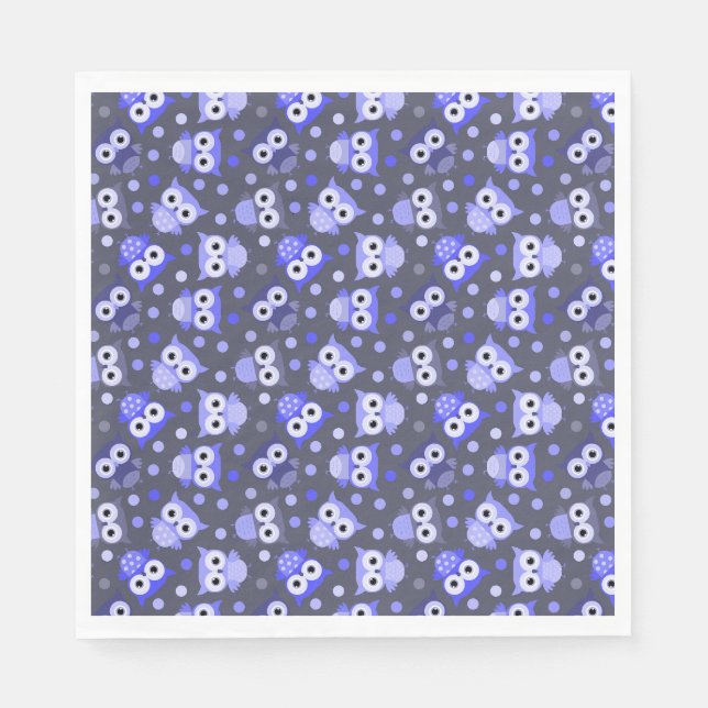 Cute blue colourful owl pattern napkin (Front)