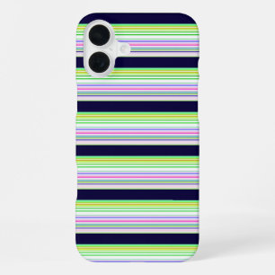 Cute blue colourful stripes iPhone 16 plus case