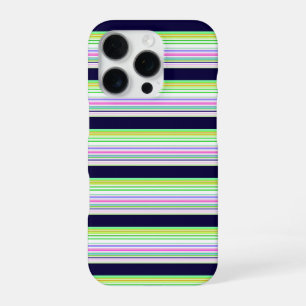 Cute blue colourful stripes iPhone 16 pro case