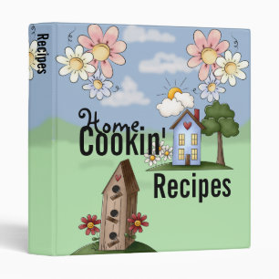 Cute Blue Country House Recipe Binder