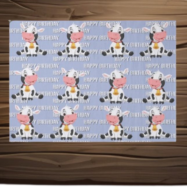   Cute Blue Cow  Tissue Paper (Make your child's birthday unforgettable with our Exciting Cow Birthday celebration! )