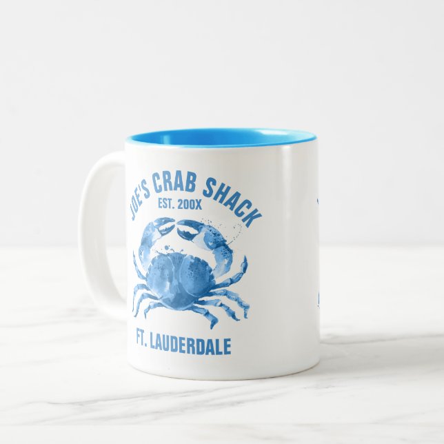 Cute Blue Crab Watercolors Illustration Mug (Front Left)