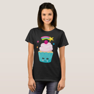 Cute Blue Cupcake with Kawaii Face T-Shirt