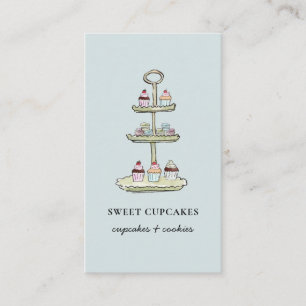 Cute Blue Cupcakes Dessert business card