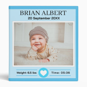 Cute blue customized baby photo album 3 ring binde binder