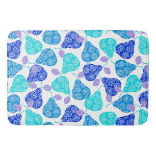 Cute blue' decorative pears pattern bath mat