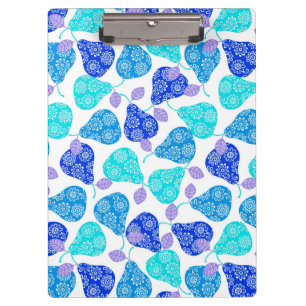 Cute blue decorative pears pattern clipboard