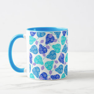 Cute blue' decorative pears pattern mug
