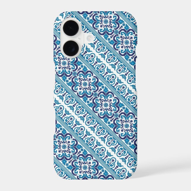 Cute blue decorative ukrainian patterns design (Back)