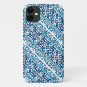 Cute blue decorative ukrainian patterns design iPhone 11 case