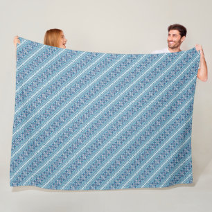 Cute blue decorative ukrainian patterns design fleece blanket