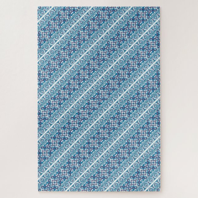 Cute blue decorative ukrainian patterns design jigsaw puzzle (Vertical)