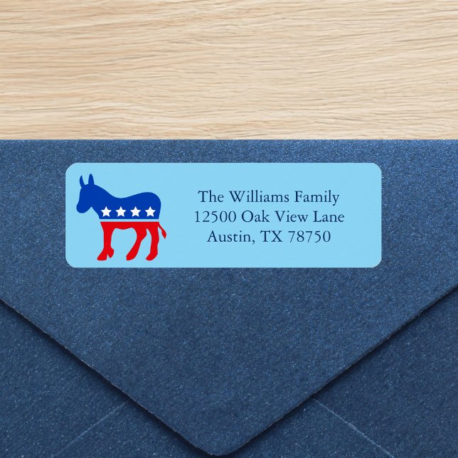 Cute Blue Democrat Donkey Political Return Address (Creator Uploaded)