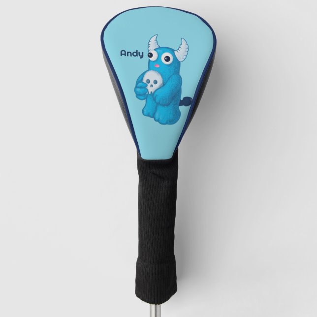 Cute Blue Demon - Fun Whimsigoth Kids Name Golf Head Cover (Front)