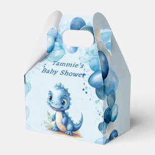 Cute Blue Dinosaur And Balloons Boy Baby Shower Favor Box