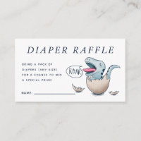 Cute Blue Dinosaur Baby Shower Diaper Raffle