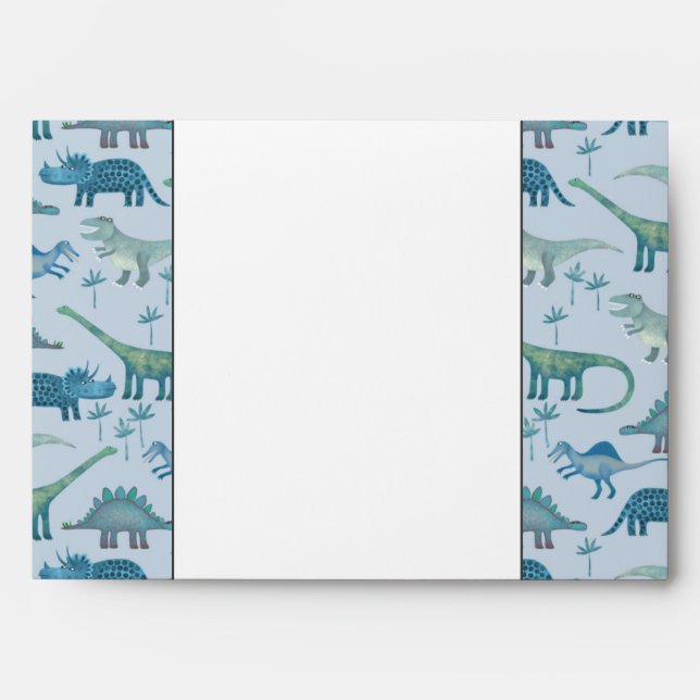 Cute Blue Dinosaur Pattern Envelope (Front)
