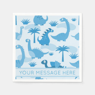 Cute Blue Dinosaurs Baby Shower Napkin