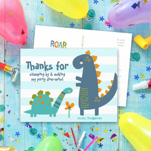 Cute Blue Dinosaurs Kawaii Boy Birthday Thank You Postcard