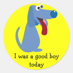 Cute Blue Dog I Was A Good Boy Reward Stickers