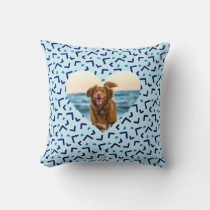 Cute Blue Dog Photo Custom  Throw Pillow