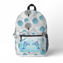 cute blue dolphin abstract modern mural