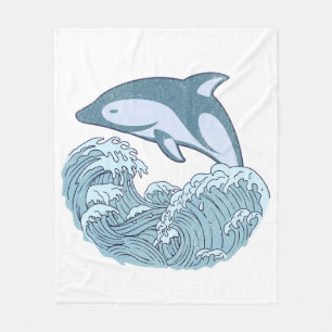 Cute blue dolphin fleece blanket