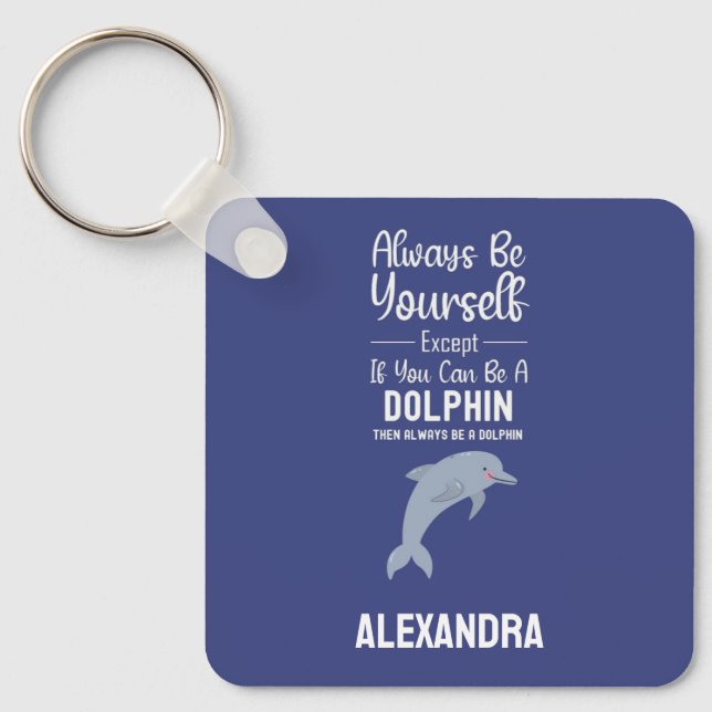 Cute Blue Dolphin Lovers Funny Ocean Sea Animal Keychain (Front)