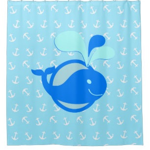 Cute Blue Dolphin On Anchor Pattern
