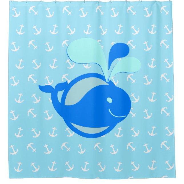 Cute Blue Dolphin On Anchor Pattern (Front)