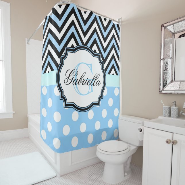 Cute Blue Dots and Stripes (In Situ)
