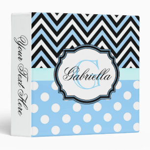 Cute Blue Dots and Stripes Binder