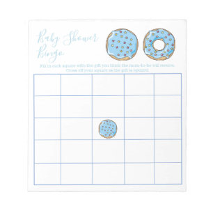 Cute Blue Doughnut Baby Shower Bingo Game Notepad