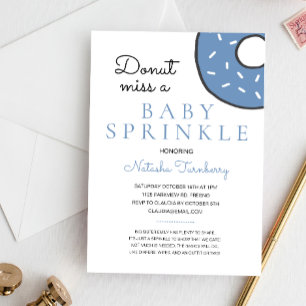 Cute Blue Doughnut Baby Sprinkle Boy Baby Shower Invitation