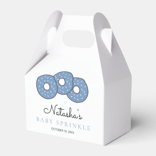 Cute Blue Doughnuts 2nd Baby Sprinkle Shower Favor Box (Front Side)