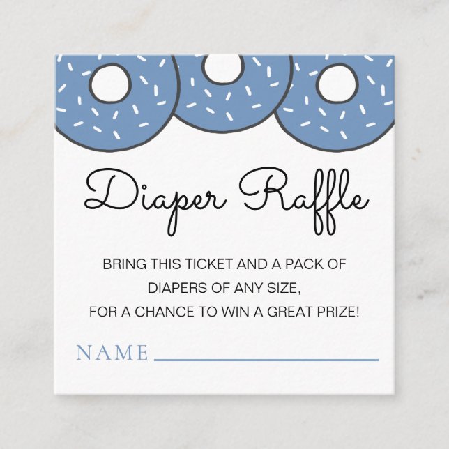 Cute Blue Doughnuts Baby Shower Diaper Raffle Enclosure Card (Front)