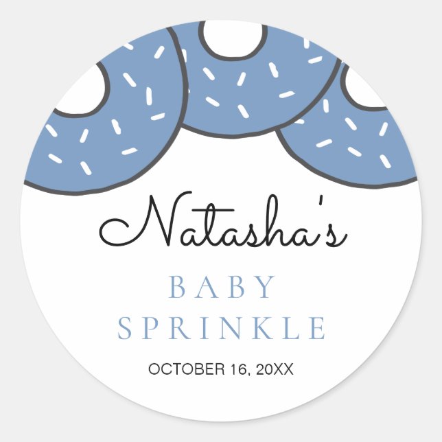 Cute Blue Doughnuts Baby Shower Sprinkle Classic Round Sticker (Front)