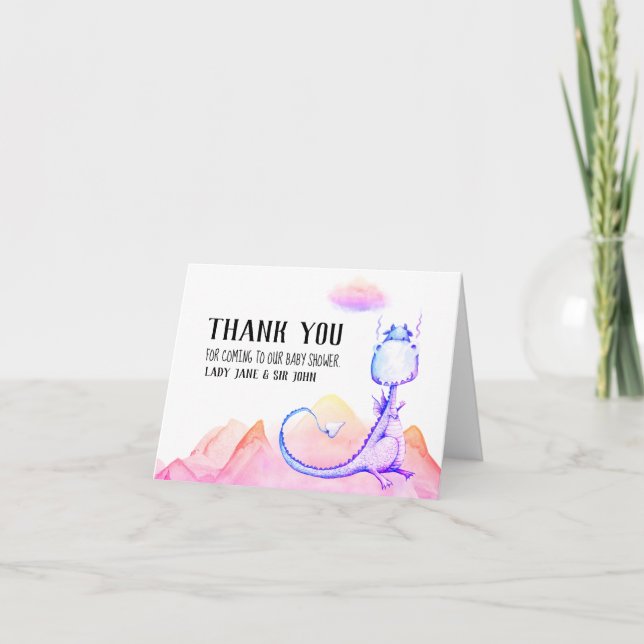 *~* Cute Blue Dragon Baby Boy Shower Thank You (Front)