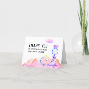 *~* Cute Blue Dragon Baby Girl Shower Thank You Card