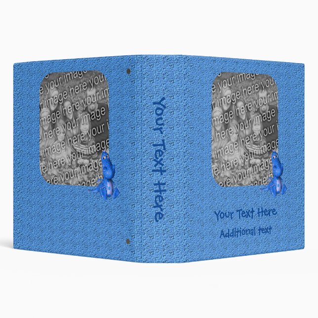 Cute Blue Dragon Design Your Photo Personalized Binder (Background)