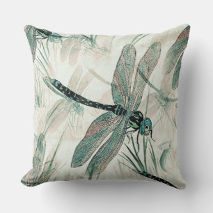 Cute Blue Dragonfly - Fun Insect Pattern Throw Pillow