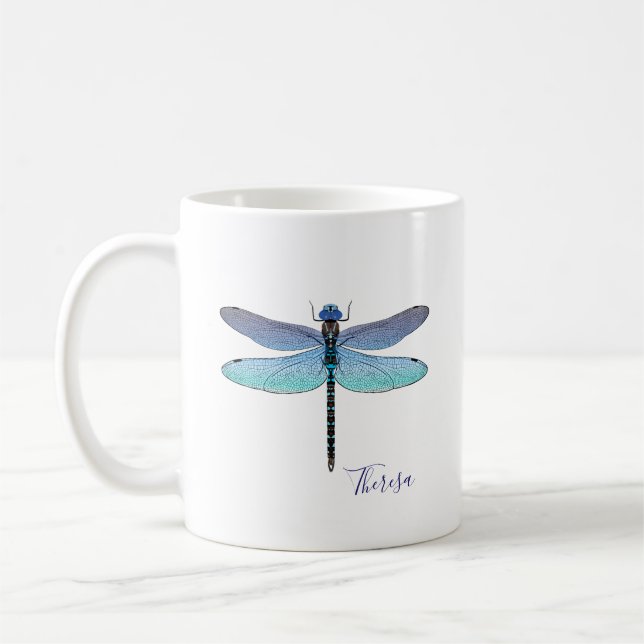 Cute Blue Dragonfly Mugs Café Tasses (Gauche)