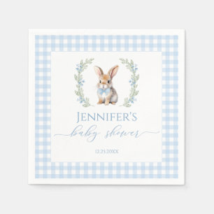 Cute blue Easter bunny baby boy shower Napkin