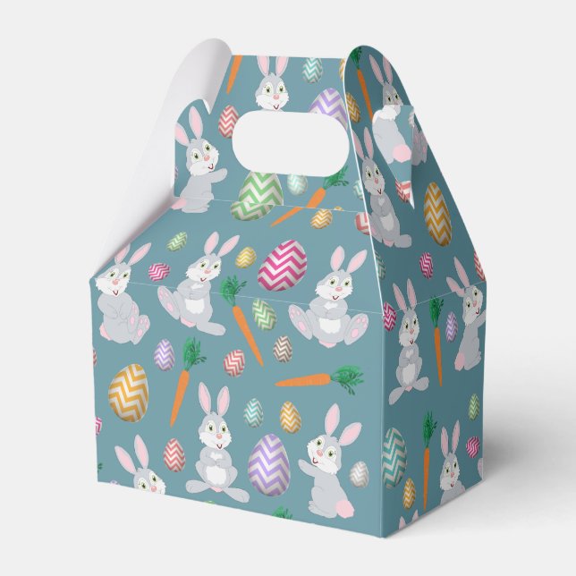 Cute Blue Easter Bunny Rabbit Pattern  Favor Box (Front Side)