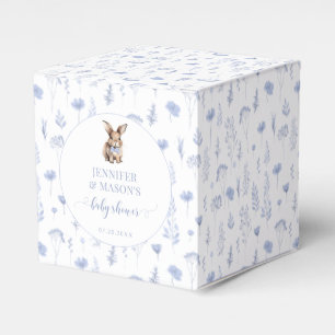 Cute blue Easter rabbit baby boy shower favor box