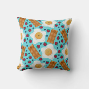 Cute Blue Eggs Bacon Strawberries Blueberries  Throw Pillow