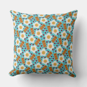 Cute Blue Eggs Bacon Strawberries Blueberries  Throw Pillow