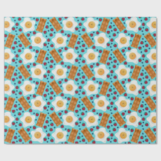 Cute Blue Eggs Bacon Strawberries Blueberries  Wrapping Paper