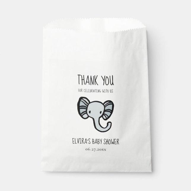 Cute blue elephant Baby shower Favour Bag (Front)