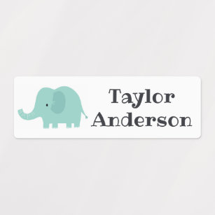 Cute Blue Elephant Cartoon Personalized Name